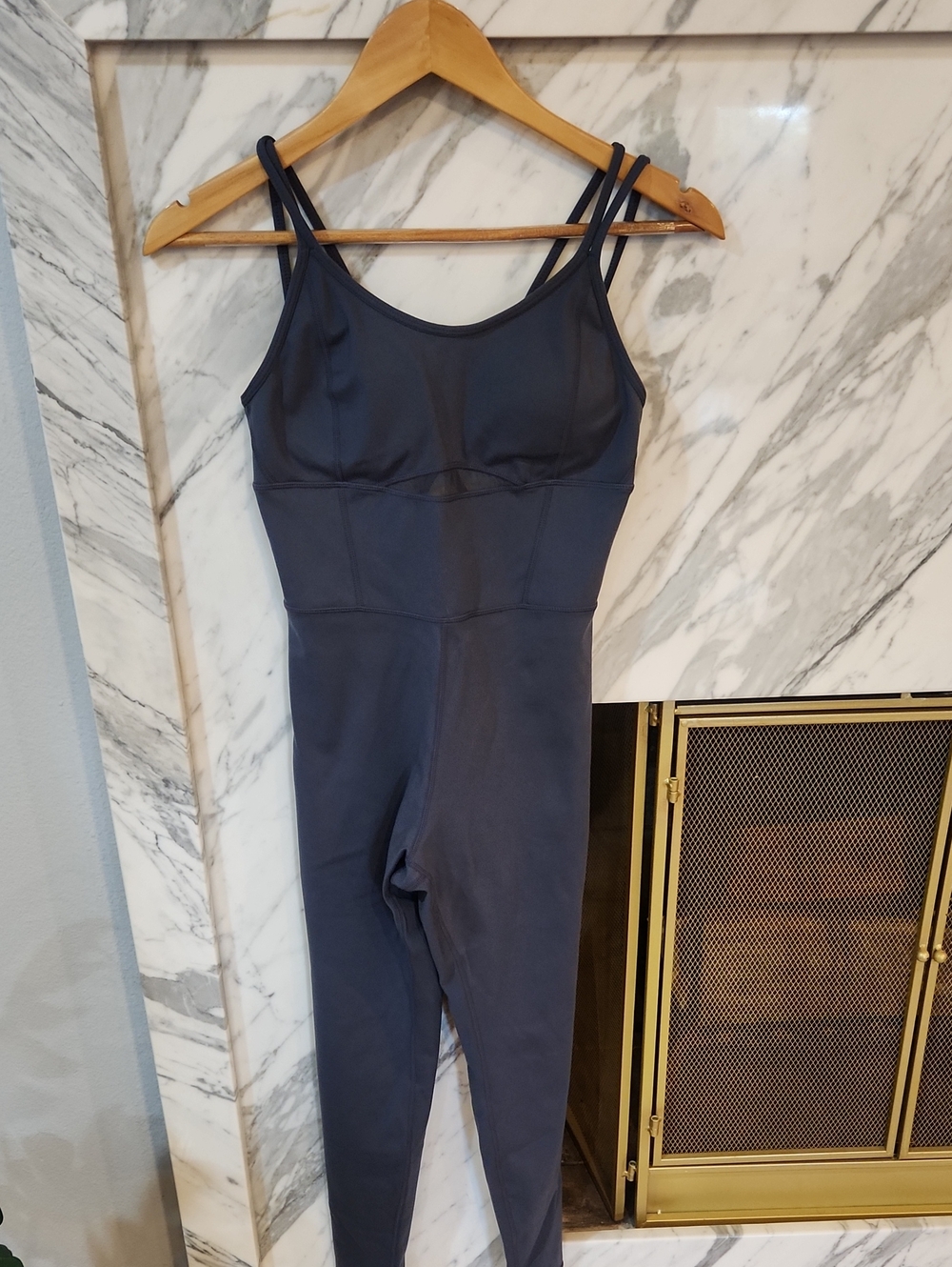 Suhkasana Gray Active One-Piece with Built-In Support